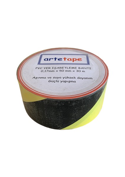 50 mm x 30 metre PVC Yer İşaretleme Bandı- Sarı Siyah