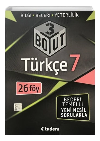 Tudem Yayınları 7. Sınıf Türkçe 3 Boyut Beceri Temelli Soru Bankası