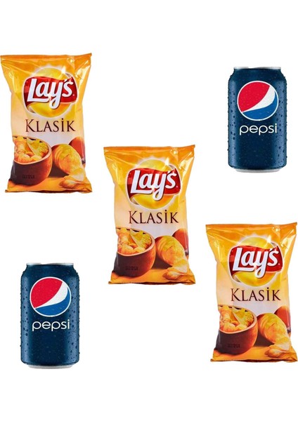 Lays Klasik Sade Patates Cipsi 98 gr x 3 - Pepsi 330 ml Kutu Kola X2