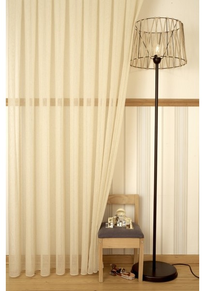 Kırçıllı Keten Tül Buğday Rengi Pilesiz 250 x 260 cm