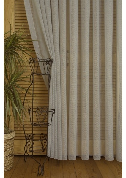 Kırçıllı Keten Tül Mavi Pilesiz 250 x 260 cm