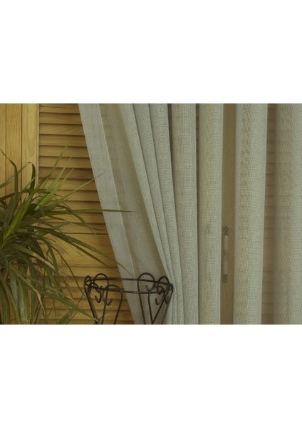 Kırçıllı Keten Tül Mavi Pilesiz 250 x 260 cm