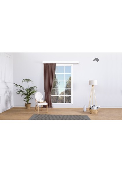 Fon Perde Kahverengi Pilesiz 200 x 260 cm