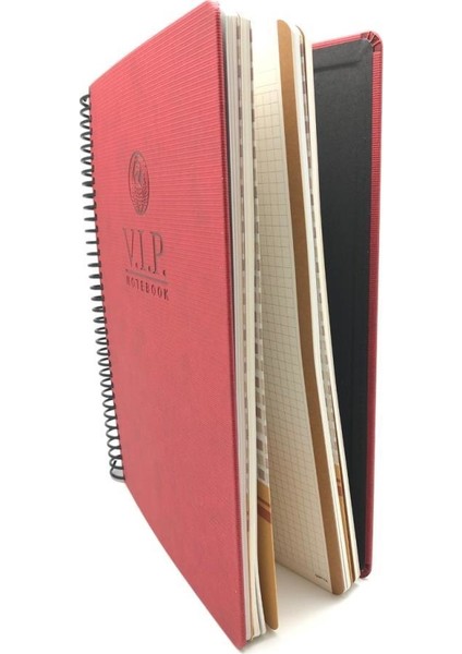 1081 V.i.p. Sert Kapak A4 Çizgili Defter Kırmızı