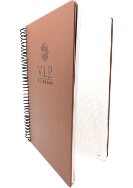 1081 V.i.p. Sert Kapak A4 Kareli Defter Taba