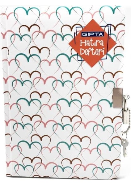 Ip Dikişli Sert Kapak 120 Yaprak Hatıra Defteri Beyaz Üç Renk Kalp 14 x 20 cm