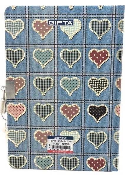 Ip Dikişli Sert Kapak 120 Yaprak Hatıra Defteri Mavi Kalpli 14 x 20 cm modelleri