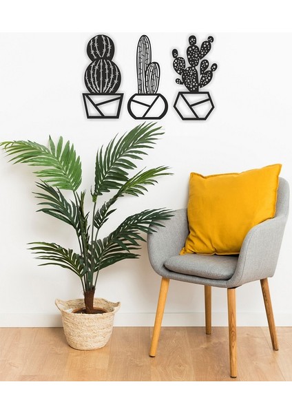 3’lü Kaktüs Set Ahşap Dekoratif Tablo UNT-013 fırsatları