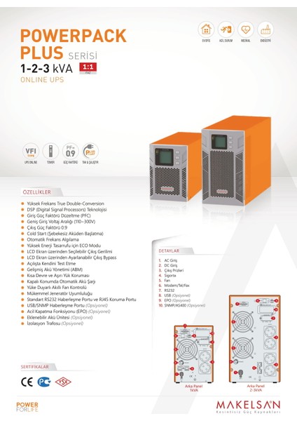 Powerpack Plus 3 KVA (6x7AH) 1F/1F On-Line Ups