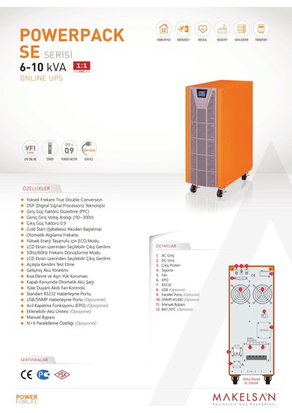 Powerpack Se 6 KVA (16x7AH) 1F/1F On-Line Ups