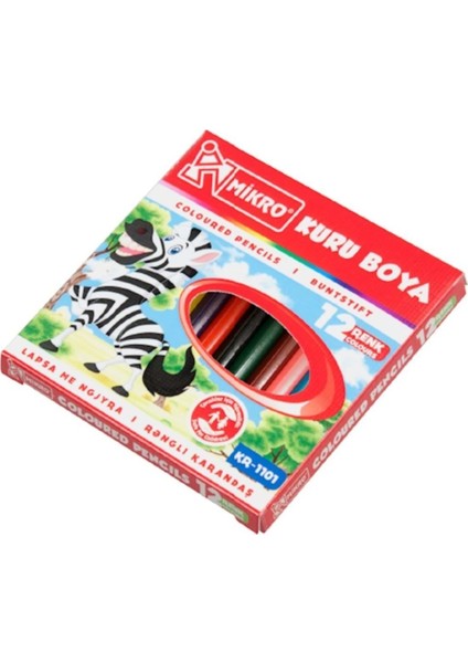 Kuruboya Yarım Boy 12'li Renkli Kalem Seti Çocuklar İçin Eğlenceli Boyama