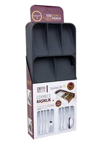 Yer Tasarruflu 9 Bölmeli Füme Kaşıklık 2 Adet
