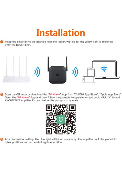 WiFi Amplifikatör - Siyah (Yurt Dışından)