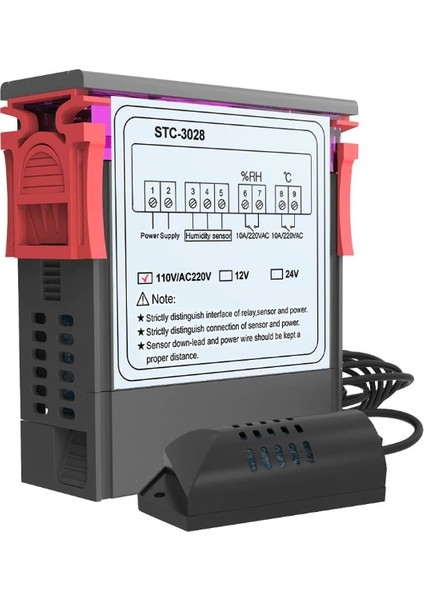 STC-3028 Dijital Sıcaklık Nem Ölçer 110-220V 10A Termostat Çift Ekran Termometre