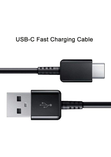 Capın Samsung Type-C Hızlı Şarj Aleti Seti Siyah Type-C Hızlı Şarj Kablosu 1 mt + 5W Güç Adaptörü S8 S8 PLUS S9 S9 PLUS NOTE 8 9 A20 A30 A50 A70 M20