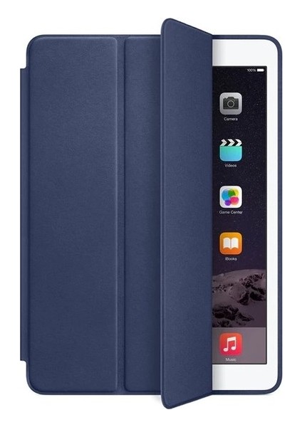 Apple iPad 5. Nesil (2017) 9.7" Kılıf + Ekran Koruyucu + Kalem Smart Cover Katlanabilir Standlı Akıllı Kapak Lacivert