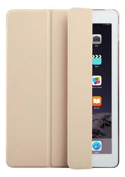 Apple iPad Air 1 (2013/2014) 9.7" Kılıf + Ekran Koruyucu + Kalem Smart Cover Katlanabilir Standlı Akıllı Kapak Gold