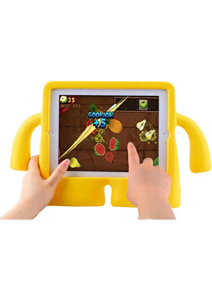 Apple iPad 2 9.7" Kılıf Yumuşak Dokulu Standlı Silikon Kids Kırmızı