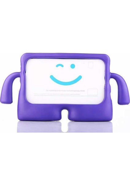 Apple iPad 2 9.7" Kılıf Yumuşak Dokulu Standlı Silikon Kids Mor