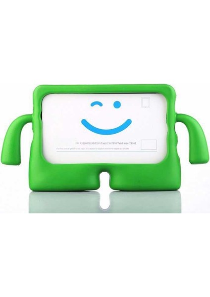 Apple iPad 3 9.7" Kılıf Yumuşak Dokulu Standlı Silikon Kids Yeşil