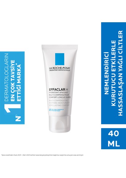 Effaclar H Krem Hassas Ciltler İçin Nemlendirici 40 ml Kurutucu Etkiyle
