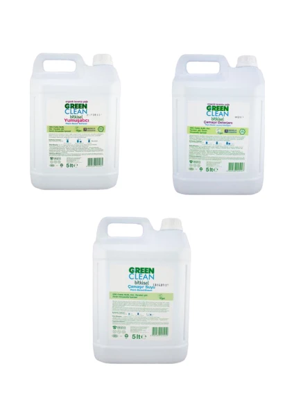 U Green Clean Çamaşır Deterjanı + Yumuşatıcı + Çamaşır Suyu  5000 ml 3'lü Set