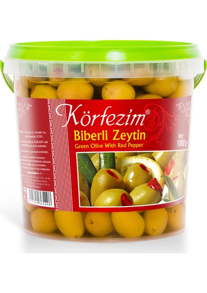 Korfezim Biber Dolgulu Yeşil Zeytin 1 Kg