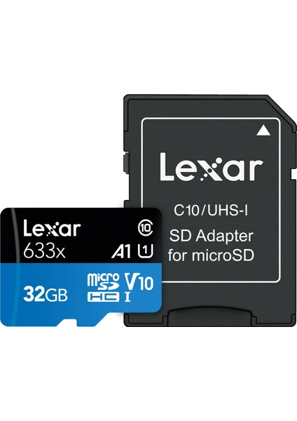 633X 32GB 100MB-20MB/s microSDHC UHS-1 Class 10 A1 V10 U1 Hafıza Kartı + Adaptör (LSDMI32GBB633A)