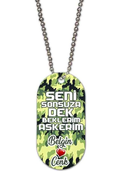 Kişiye Özel Kamuflaj Desenli Asker Künyesi
