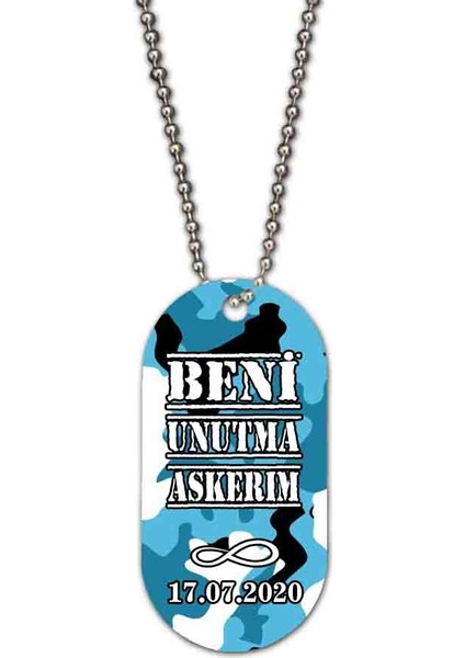 Kişiye Özel Kamuflaj Desenli Asker Künyesi