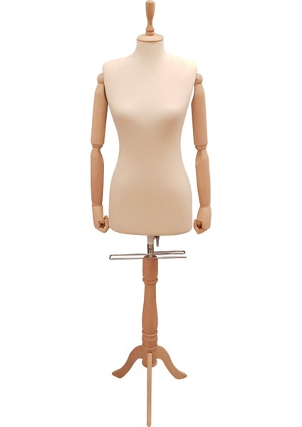 Ahşap Kukla Kollu Bayan Terzi Mankeni