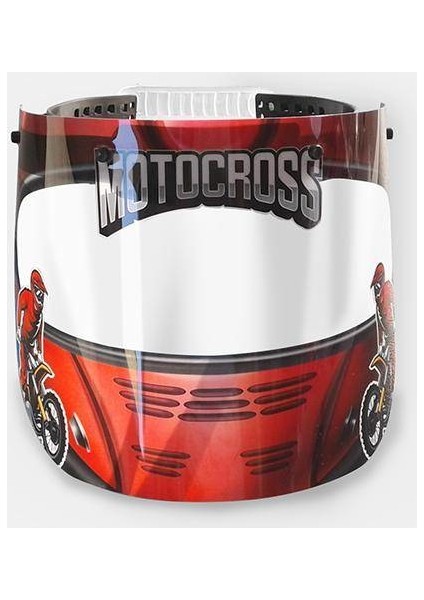 Çocuklar Için Yüz ve Ağız Koruyucu Siperlik - Motocross Desenli modelleri