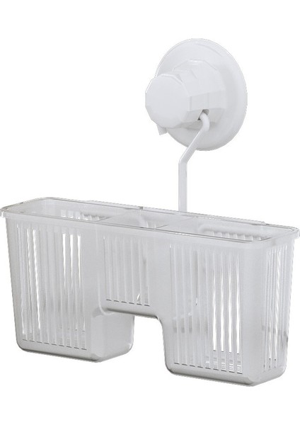 Vakumlu Plastik Çok Amaçlı Banyo Fırçalık Rafı Beyaz DM058