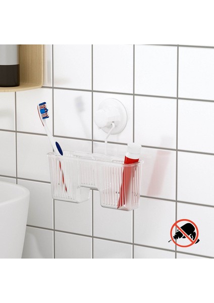 Vakumlu Plastik Çok Amaçlı Banyo Fırçalık Rafı Beyaz DM058 fiyatları