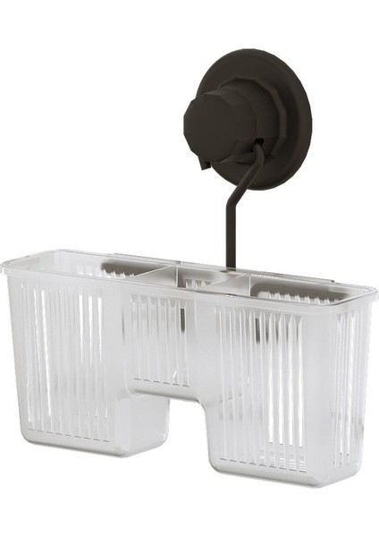 Vakumlu Plastik Çok Amaçlı Banyo Fırçalık Rafı Mat Siyah DM058