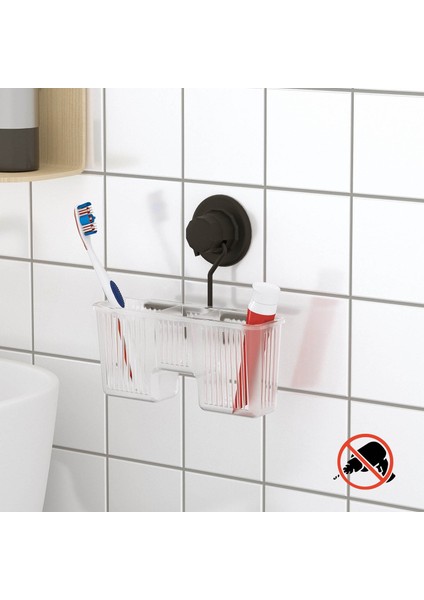 Vakumlu Plastik Çok Amaçlı Banyo Fırçalık Rafı Mat Siyah DM058 fiyatları