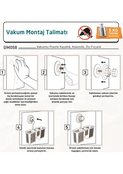 Vakumlu Plastik Çok Amaçlı Banyo Fırçalık Rafı Mat Siyah DM058 fırsatları