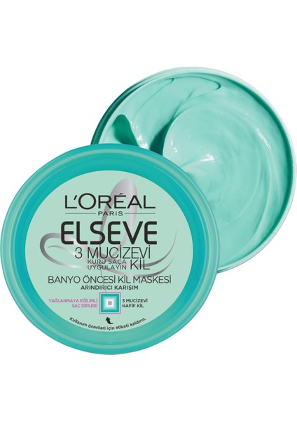 L'Oréal Paris Elseve 3 Mucizevi Kil Banyo Öncesi Kil Maskesi 150 ml