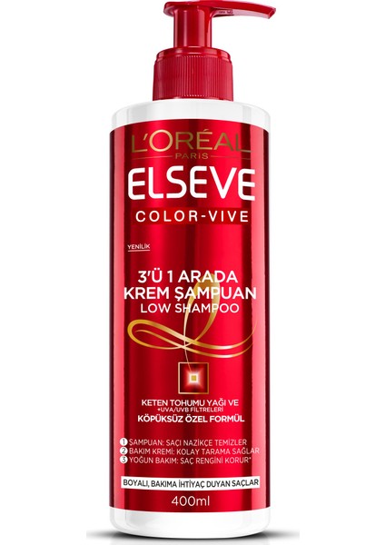 L'Oréal Paris Elseve Color Vive 3'ü 1 Arada Krem Şampuan