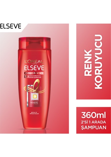 L'Oréal Paris Elseve Colorvive Renk Koruyucu Bakım Şampuanı 2'si 1 Arada 360 ml