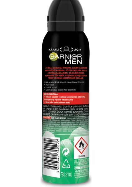 Garnier Men Güçlü Koruma Aerosol 150 Ml