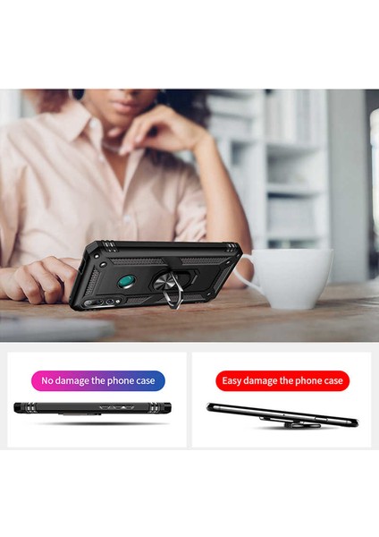 Huawei Mate 20 Lite Kılıf Military Armor Yüzüklü Standlı Zırh Tank Darbe Emici Vega Kapak