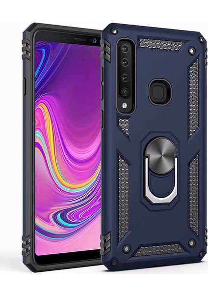 - Galaxy A9 2018 Uyumlu Kılıf Yüzüklü Çift Katman Zırh Tank Vega Kapak