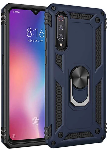 Xiaomi Mi 9 Kılıf Military Armor Yüzüklü Standlı Zırh Tank Darbe Emici Vega Kapak