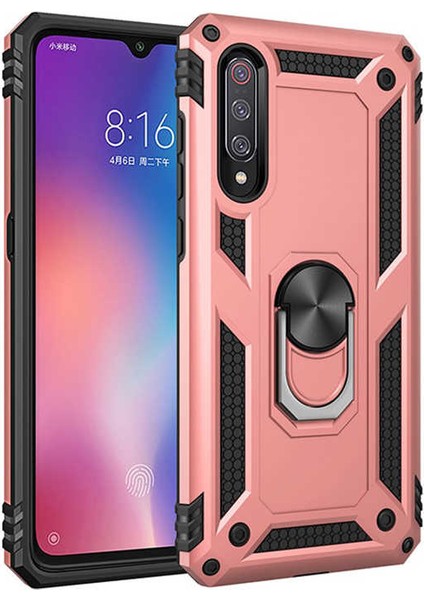 - Xiaomi Mi 9 - Kılıf Yüzüklü Çift Katman Zırh Tank Vega Kapak