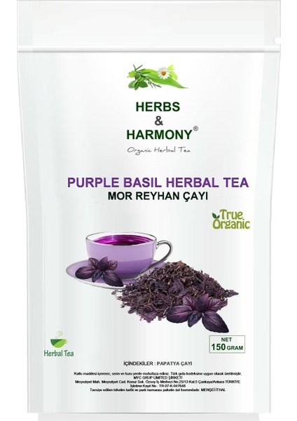 Purple Basil Herbal Tea Mor Reyhan Bitki Çayı 150 gram