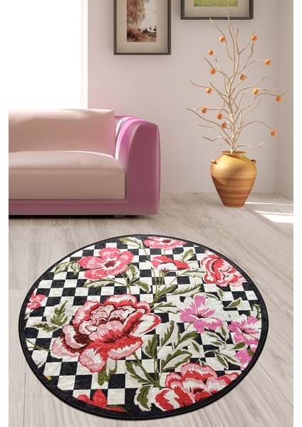 Black Rose Dijital Halı Çap 120 cm Djt