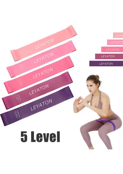 Latex 5 Farklı Dirençte Squat Bandı Pilates Aerobik Çalışma Lastiği 5'li Set