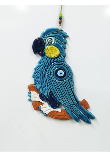Seramik Papağan Dekoratif El Işi Duvar Süsü Büyük Boy Nazarlık