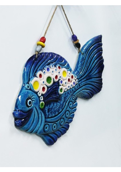 Seramik Süslü Balık Dekoratif El Işi Duvar Süsü Büyük Boy Nazarlık fiyatları